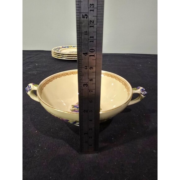Crown Ducal "Florentine" Cream Soup Bowls with Underplates – Set of 4 - Picture 15 of 15